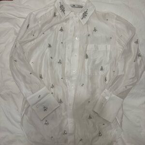 Zara - White sheer crystal blouse - XS